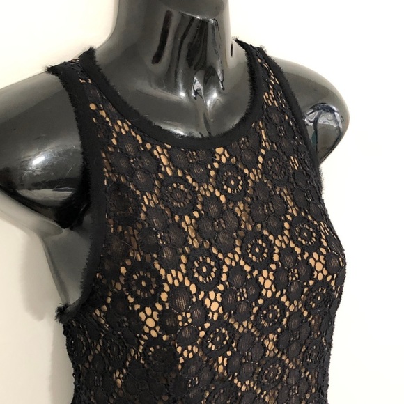 VINCE black nude silk lace fully lined shift dress - Picture 3 of 10